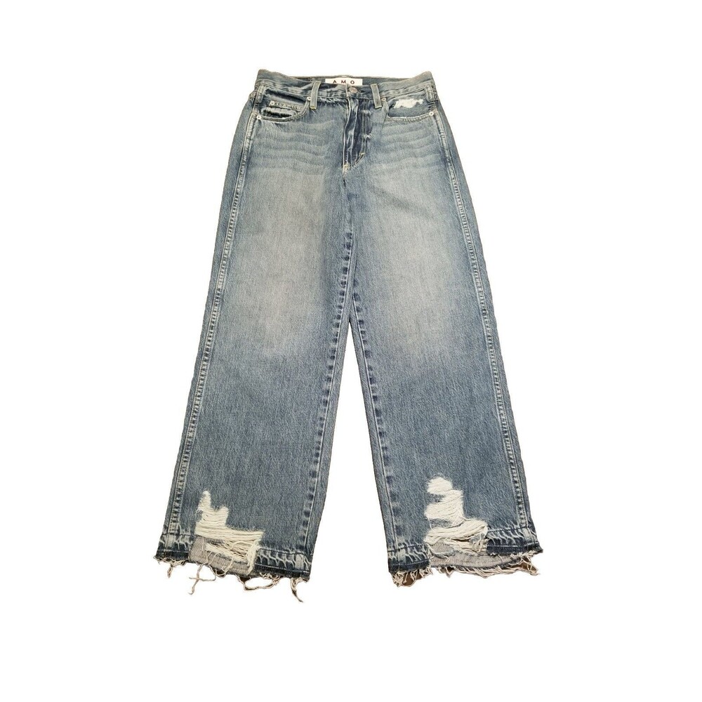 AMO Sophie Crop Jeans Women 25 Runaway Destroy Fray Hem Anthropologie (28x26.5)